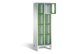 Lockerkast 1850x610x500mm 2x4 vakken Cilinderslot Poten, RAL6011