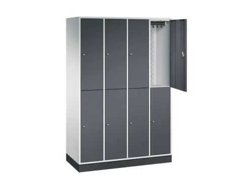 Dubbeldekse garderobekast,HxBxD 1950x1220x500mm,4x2vak.,vak B 260mm