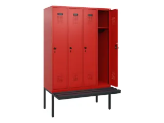 locker met bank,HxBxD 1950x1200x815mm,4vak,vak B 300mm,draaigrendel - 1