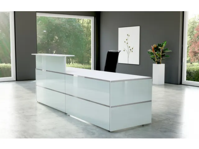 Balie Compleet bxd 2700x1015mm Recht Glazen Front wit