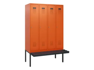 locker met bank,HxBxD 1950x1200x815mm,4vak,vak B 300mm,cilinderslot - 2