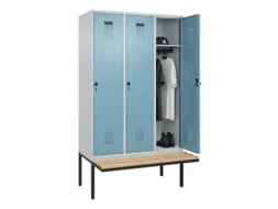 locker met bank,HxBxD 2120x1200x815mm,3vak,vak B 400mm,draaigrendel