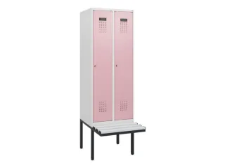 locker met bank,HxBxD 1950x600x815mm,2vak,vak B 300mm,cilinderslot - 2