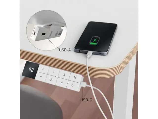 Ergo bureau assis/debout, ft plateau 140 x 80 cm, électrique, sur pie