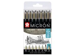 Fineliner & brush set Sakura Pigma Micron 7 + 1 Pigma Micron PN gratis