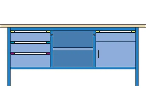 werkbank,HxBxD 845x2000x700mm,multiplexblad,RAL7035,front RAL7035