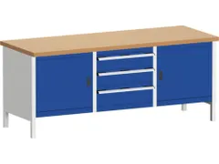 bloc établi HxlxP 840x2000x750mm plateau hêtre rouge force 1200kg