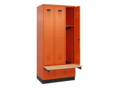 locker met bank,HxBxD 1950x900x815mm,3vak,vak B 300mm,cilinderslot
