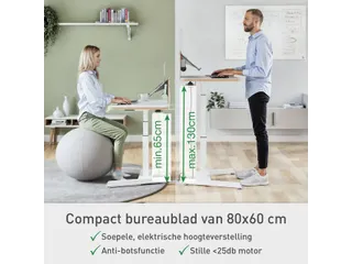 Zit-Sta bureau 80x60cm Leitz Ergo elektrisch klein - 19