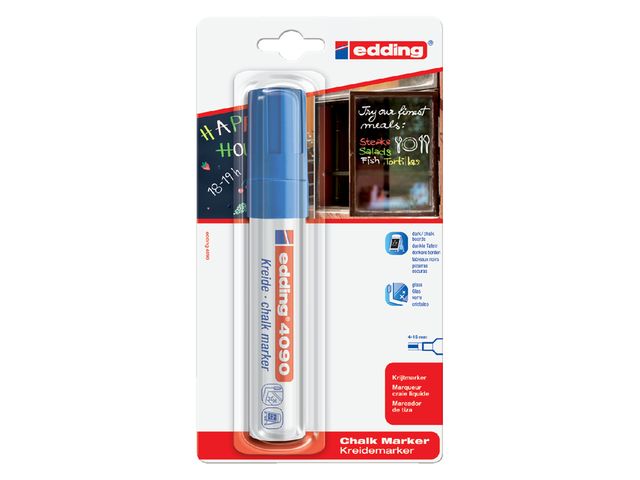 Viltstift edding 4090 window schuin blauw 4-15mm op blister | EddingMarker.be