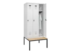 locker met bank,HxBxD 2120x900x815mm,3vak,vak B 300mm,draaigrendel