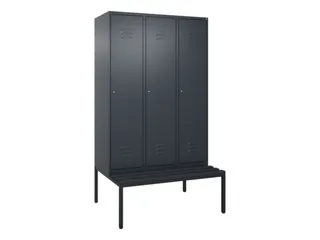 locker met bank,HxBxD 2120x1200x815mm,3vak,vak B 400mm,cil.-slot - 1