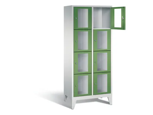 Lockerkast 1850x810x500mm 2x4 vakken Cilinderslot Poten, RAL6011