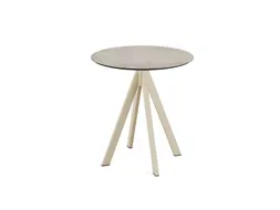 bistrotafel,HxØ 730x700mm,rond,4voeten zandkleuren,blad HPL Moonstone