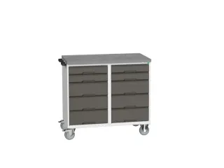 montagetafel 980x1050x600mm linoleumblad 10 laden duwbeugel RAL7016 - 1