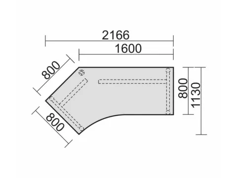 In hoogte verstelbaar hoekbureau 680-820x2166x1130mm grafiet zilver