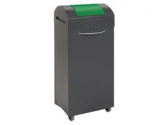 Afvalbak 75 Liter 840x380x320mm Plaatstaal 2 Wielen Klep Groen