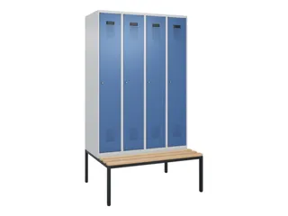 locker met bank,voor scheiding van kleding,HxBxD 2120x1200x815mm,4vak - 2