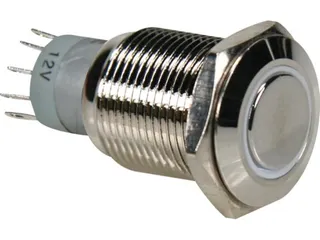 Ronde Metalen Drukknop Spdt 1NO 1NC - Witte Ring - 1