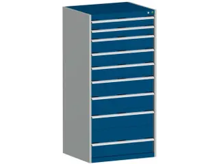 ladekast HxBxD 1600x800x750mm 9laden RAL7035 front RAL5010 - 1
