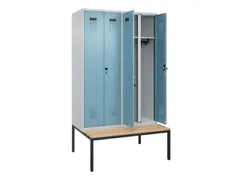 locker met bank,voor scheiding van kleding,HxBxD 2120x1200x815mm,4vak
