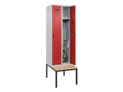 locker met bank,HxBxD 2120x600x815mm,2vak,vak B 300mm,draaigrendel