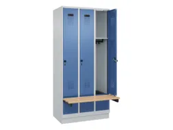 locker met bank,HxBxD 1950x900x815mm,3vak,vak B 300mm,draaigrendel