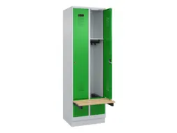 locker met bank,HxBxD 1950x600x815mm,2vak,vak B 300mm,cilinderslot