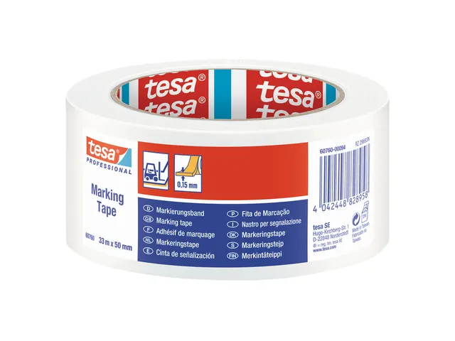 Markeringstape Tesa 60760 PVC 50mmx33m wit