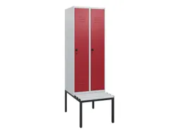 locker met bank,HxBxD 1950x600x815mm,2vak,vak B 300mm,draaigrendel
