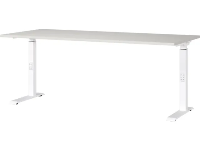 In hoogte verstelbaar bureau,HxBxD 680-910x1800x800mm,blad lichtgrijs