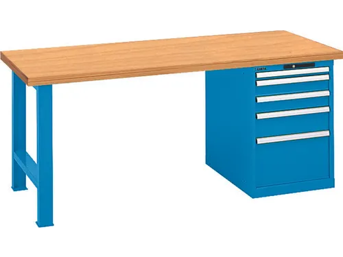 werkbank,HxBxD 840x1500x750mm,multiplexblad,lak RAL5012