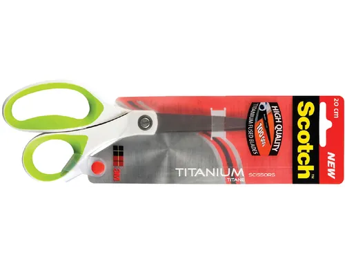 Schaar Scotch 20cm titanium met groot oog groen blister