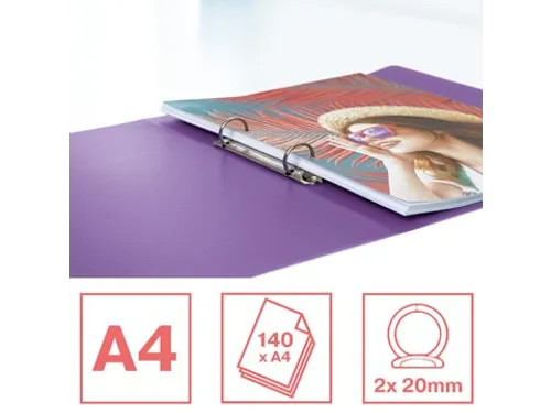 Colour'Breeze ringmap, 2 ringen, PP, ft A4, met soepele kaft Lavendel