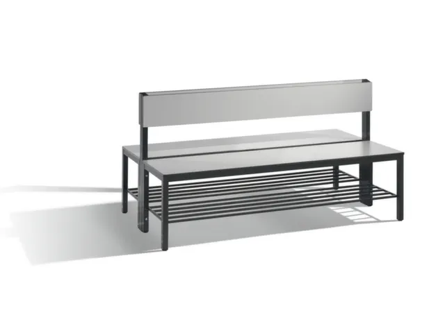 omkleedbank,HxLxD 796x1500x760mm,HPL zilvergrijs,frame staal RAL7021