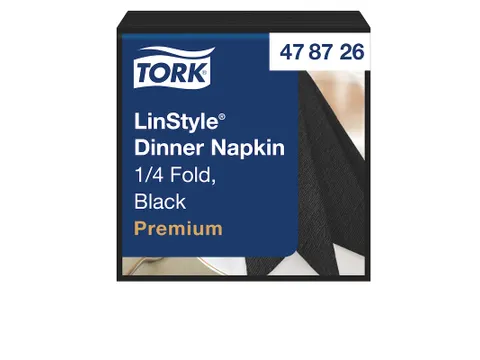 Servetten Tork 478726 LinStyle 1-laags 39x39cm zwart 1/4 vouw 50st.