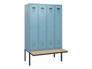 locker met bank,HxBxD 1950x1200x815mm,4vak,vak B 300mm,cilinderslot - 2