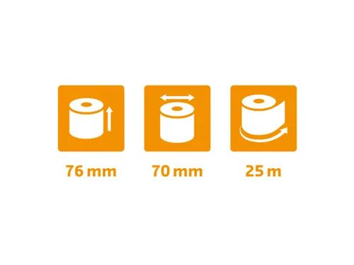 Telmachine- en Kassarollen 2-voud 76mm breed 76x70x12mm, Wit