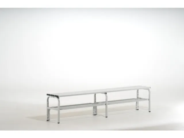 banc-patère HxLxP 450x2000x350mm barres alu structure acier RAL7035