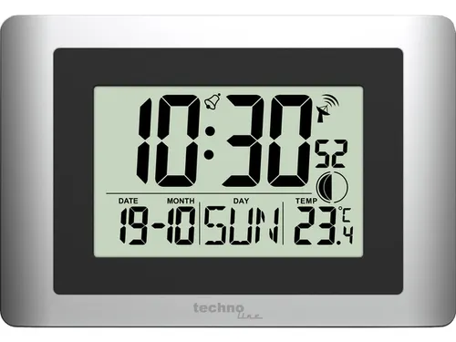 Digitale wandklok Technoline WS 8028 220x150x56mm zilver
