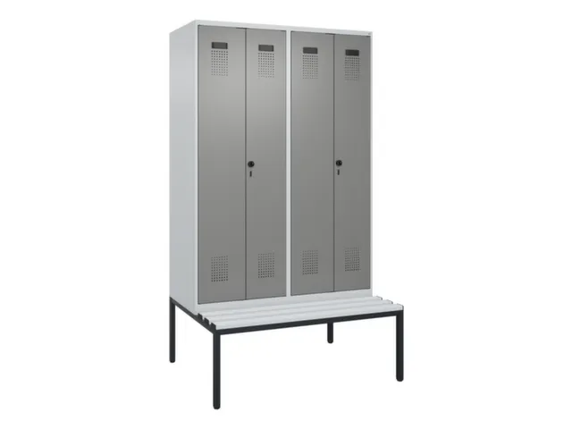 locker met bank,voor scheiding van kleding,HxBxD 2120x1200x815mm,4vak