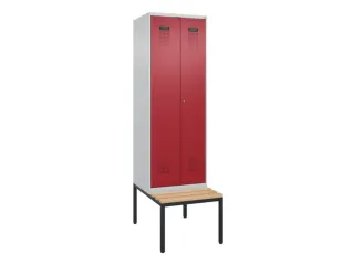 PBM-locker met bank,HxBxD 2120x600x815mm,2vak,vak B 300mm - 2