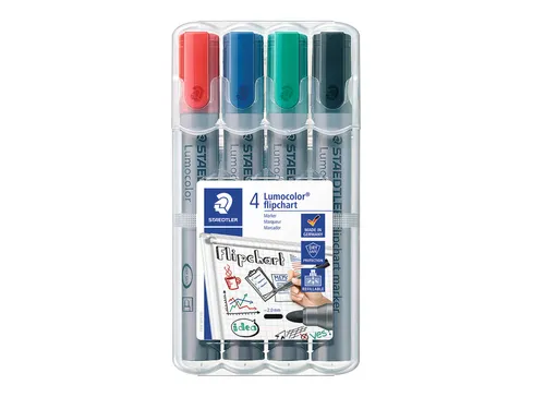 Viltstift Staedtler 356 voor flipover rond 2mm 4 stuks assorti