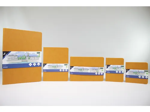 Schetsboek Kangaro 12x12cm okergeel PU hardcover 80 blad 140 grams roo