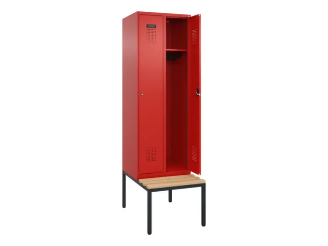 locker met bank,HxBxD 2120x600x815mm,2vak,vak B 300mm,cilinderslot