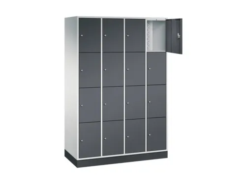 lockerkast,HxBxD 1950x1220x500mm,4x4vakken,cil.-slot,sokkel