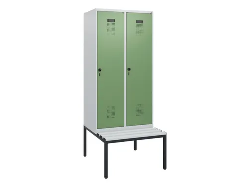 locker met bank,HxBxD 1950x800x815mm,2vak,vak B 400mm,draaigrendel