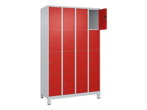 lockerkast,HxBxD 1950x1200x500mm,4x4vakken,vak B 300mm,cil.-slot