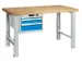 établi,HxlxP 840x1500x750mm,plateau multiplex,laquage RAL5012