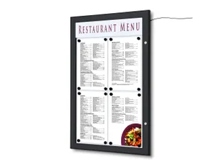 Outdoor Menubord 4x A4 met Logopaneel Staand LED verlicht Zwart - 1